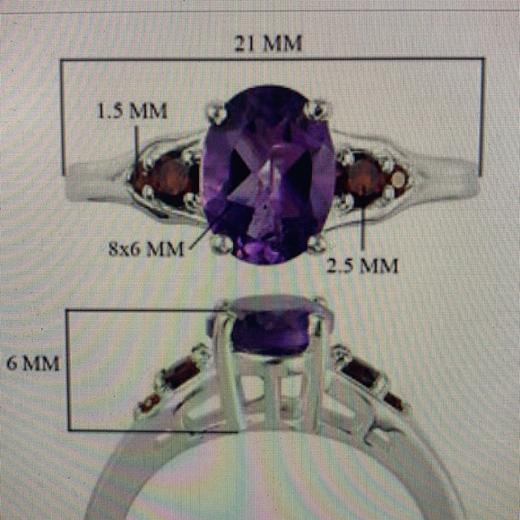 Made USA Delicate Beauty SS925 amethyst garnetRing - Picture 14 of 16